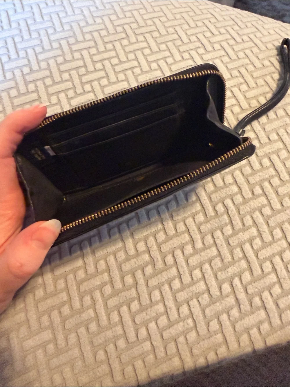 Coach Black Pebbled Leather Zip Wristlet - Picture 2 of 2